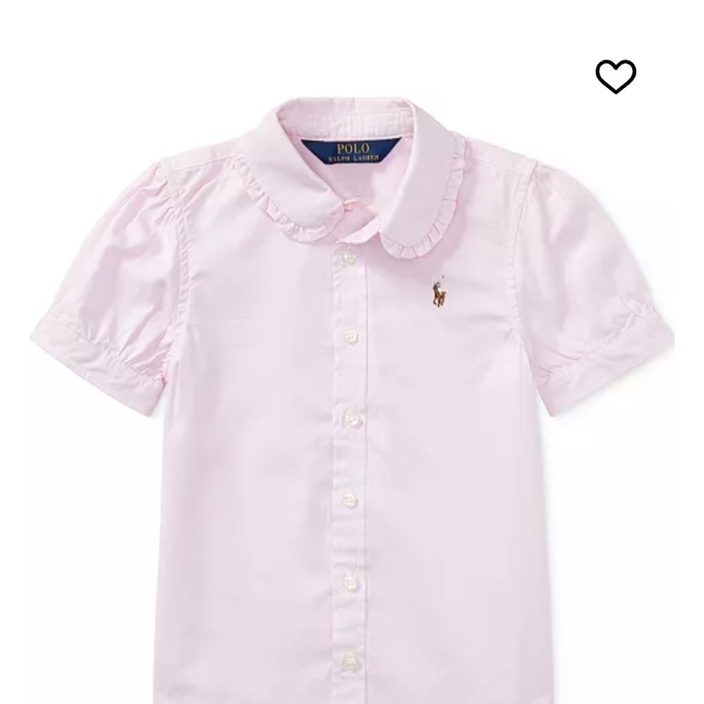 Polo by Ralph Lauren Light Pink Ruffle-Collar Button-Down Shirt